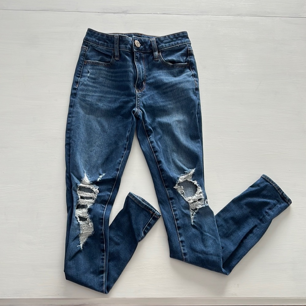 American eagle skinny jeans size: 0 long